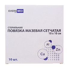 Купить Повязка мазевая сетчатая стерильные Evers Med Cu Zn + Al 10 х 10 см 10 шт цена