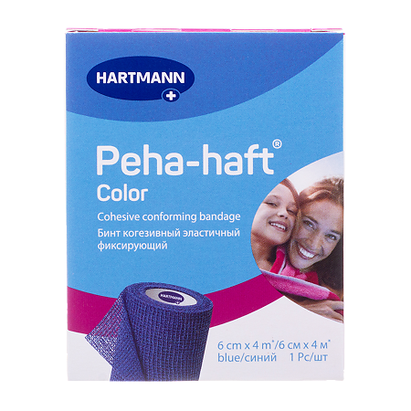 Бинт Пеха-хафт/Peha-haft Color когезивный эластичный фиксирующий 4 м х 6 см синий 1 шт