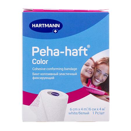 Бинт Пеха-хафт/Peha-haft Color когезивный эластичный фиксирующий 4 м х 6 см белый 1 шт