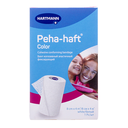 Бинт Пеха-хафт/Peha-haft Color когезивный эластичный фиксирующий 4 м х 8 см белый 1 шт