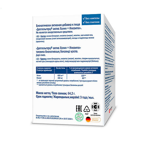 Доппельгерц Актив Холин+Инозитол капсулы массой 1070 мг 60 шт