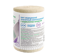 Купить Med Expert Бинт медицинский эластичный компрессионный ИНТЕКС PRO с индикатором натяжения СР 3м х 8см с фиксаторами 1 шт цена