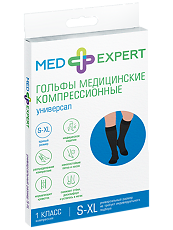 Купить Med Expert Гольфы медицинские эластичные компрессионные ИНТЕКС УНИВЕРСАЛ мужские с закрытым носком I кл компрессии р S-XL черные 1 уп цена