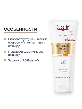 Eucerin Hyaluron-Filler+Elasticity Антивозрастной крем для рук против пигментации SPF30 75 мл 1 шт