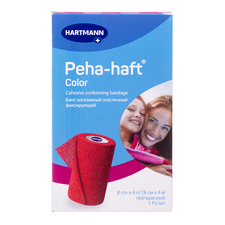 Бинт Пеха-хафт/Peha-haft Color когезивный эластичный фиксирующий 4 м х 8 см красный 1 шт