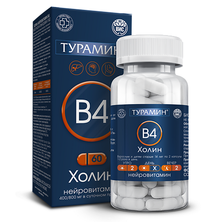 Турамин Холин (Нейровитамин В4) капсулы массой 0,73 г 60 шт