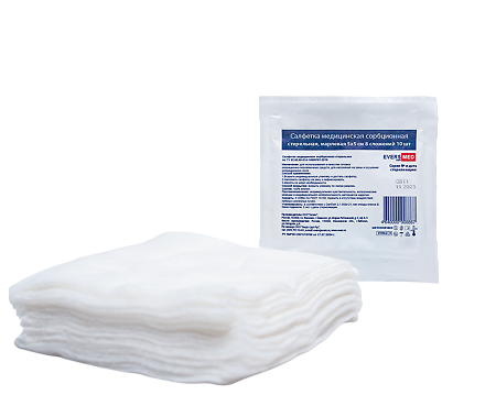 Салфетки медицинские сорбционные стерильные Evers Med 5 x 5 см 10 шт