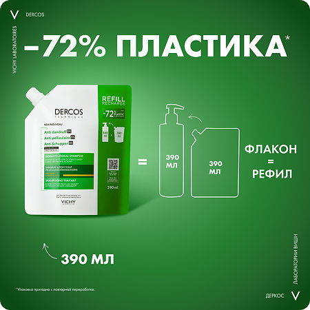 Vichy Dercos DS Шампунь-уход против перхоти для сухих волос Eco-Refill см/блок 390 мл 1 шт