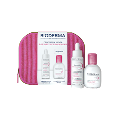 Купить Bioderma Набор Sensibio Сыворотка Defensive 30 мл+Sensibio Н2О Мицеллярная вода 100 мл в косметичке 1 уп цена