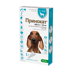 Купить Принокат раствор для наружного применения (капли на холку) 100 мг+25 мг для собак весом 4-10 кг 1,0 мл пипетка 1 шт цена