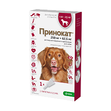 Купить Принокат раствор для наружного применения (капли на холку) 250 мг+62,5 мг для собак весом 10-25 кг 2,5 мл пипетка 1 шт цена