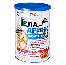 Изображение товара Геладринк Форте Гиал / Geladrink Forte Hyal со вкусом клубники порошок в банке по 420 г 1 шт