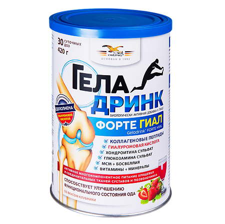 Геладринк Форте Гиал / Geladrink Forte Hyal со вкусом клубники порошок в банке по 420 г 1 шт