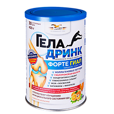 Изображение товара Геладринк Форте Гиал / Geladrink Forte Hyal со вкусом апельсина порошок в банке по 420 г 1 шт
