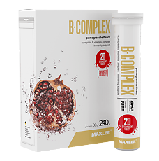 Купить Макслер В-комплекс вкус грант / Maxler B-Complex Pomegranate flavor шипучие таблетки по 4,0 г 3 тубы по 20 шт цена