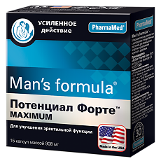 Купить Man's formula / Менс формула Потенциал форте Maximum капсулы массой 908 мг 15 шт цена