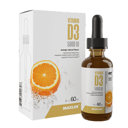 Макслер Витамин Д3 5000 IU вкус апельсин / Maxler Vitamin D3 5000 IU Orange Flavor по 60 мл 1 шт