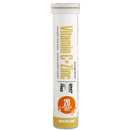 Изображение товара Макслер Витамин С + Цинк апельсин шипучие таблетки 20 шт