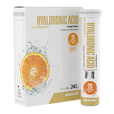 Купить Макслер Гиалуроновая кислота с витамином С вкус апельсин / Maxler Hyaluronic Acid with Vitamin C Orange flavor шипучие таблетки по 4,0 г 3 тубы по 20 шт 3 тубы по 20 шт цена