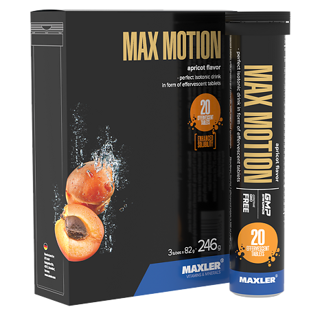 Изображение товара Макслер Макс Моушен вкус абрикос / Maxler Max Motion apricot шипучие таблетки по 4,1 г 3 тубы по 20 шт 3 тубы по 20 шт