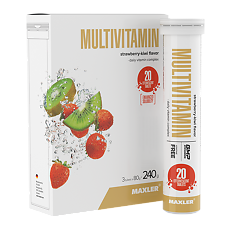 Купить Макслер Мультивитамин вкус клубника-киви / Maxler Multivitamin Strawberry-Kiwi flavor шипучие таблетки по 4,0 г 3 тубы по 20 шт 3 тубы по 20 шт цена