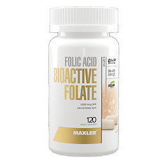 Купить Макслер Фолиевая Кислота Биоактивный Фолат / Maxler Folic Acid BioActive Folate капсулы по 195 мг 120 шт 120 шт цена