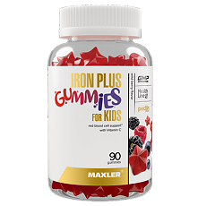 Купить Макслер Железо Плюс Гаммиз для детей вкус лесные ягоды / Maxler Iron Plus gummies for Kids wild berry flavor жевательные конфеты по 2,0 г 90 шт 90 шт цена