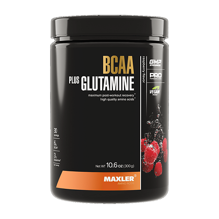 Изображение товара Макслер БЦАА плюс Глутамин вкус малина 300 г спортивная добавка