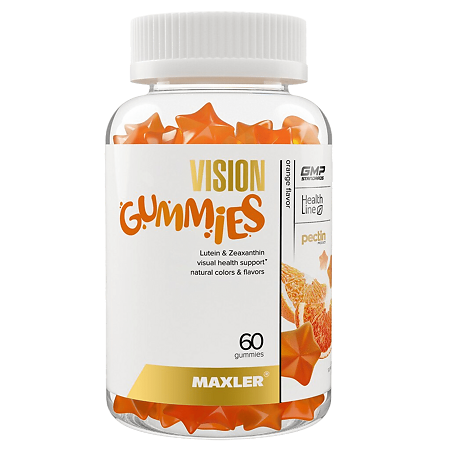 Макслер Вижн гаммиз вкус апельсин / Maxler Vision gummies Orange Flavor жевательные конфеты по 3,0 г  60 шт 60 шт