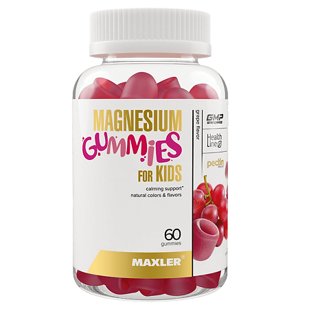 Макслер Магний Гаммиз для детей вкус виноград / Maxler Magnesium gummies for Kids Grape flavor жевательные конфеты по 2,5 г 60 шт 60 шт