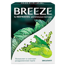 Изображение товара Breeze by Neotravisil растительные пастилки со вкусом эвкалипта пастилки массой 2,5 г 12 шт