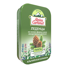 Купить Альпийская Карамель / Alpine Caramel Леденцы детские с натуральным медом и вит С со вкусом Пихты массой 3,3 г мини-бокс 53 г 1 шт цена