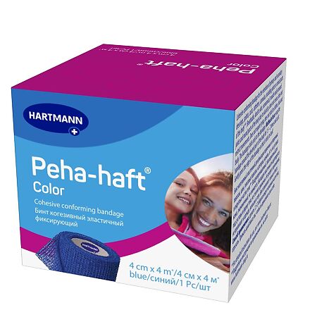 Бинт Пеха-хафт/Peha-haft Color когезивный эластичный фиксирующий 4 м х 4 см синий 1 шт