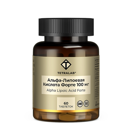 Изображение товара Тетралэб Альфа-липоевая кислота форте 600 мг 60 таблеток, БАД для обмена веществ и антиоксидантной 