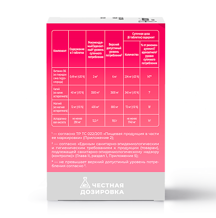 Витамир Калий+Магний аспарагинат таблетки массой 620 мг 100 шт