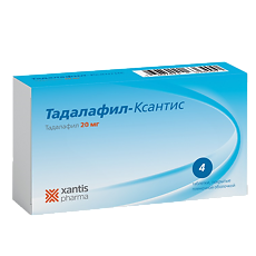 Купить Тадалафил-Ксантис таблетки покрыт.плен.об. 20 мг 4 шт цена