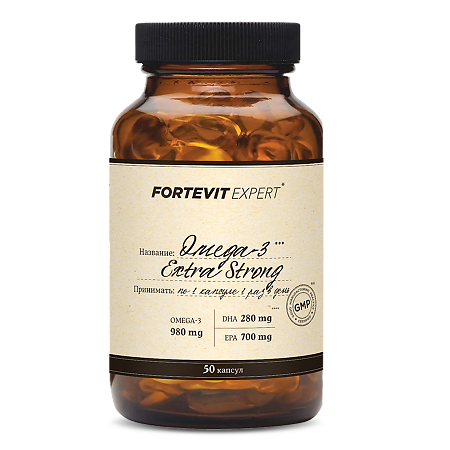 Fortevit Expert Омега-3 Экстра Стронг 980 мг ЭПГ и ДГК/Omega-3 Extra Strong 980 mg EPA&DHA капсулы массой 1975 мг 50 шт