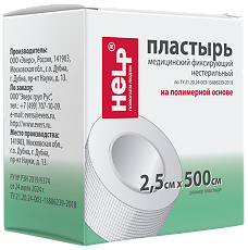 Изображение товара Пластырь медицинский фиксирующий нестерильный Help на полимерной основе 2,5х500 см 1 шт
