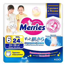 Купить Merries Трусики-подгузники размер XXL (15-28 кг) 24 шт цена