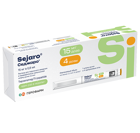 Седжаро раствор для подкожного введ 15 мг/доза шприц-ручка 2,4 мл 1шт+иглы 4 шт
