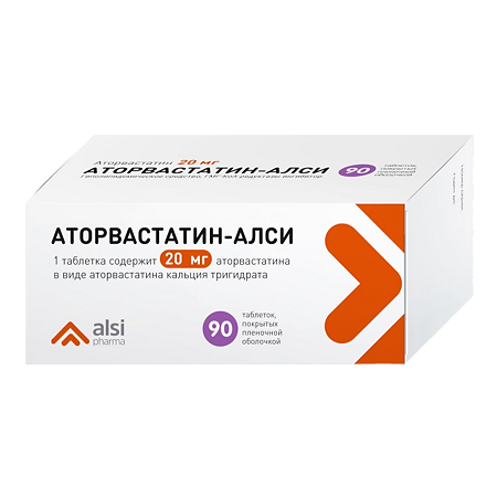 Аторвастатин-АЛСИ таблетки покрыт.плен.об. 20 мг 90 шт