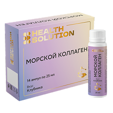 Купить Health Solution Морской коллаген/ Fish (рыбный) Сollagen со вкусом клубники жидкость в ампуле по 25 мл 14 шт цена
