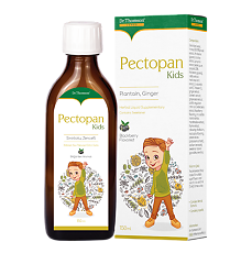 Купить Dr. Thomson Pectopan Kids / Доктор Томсон Пектопан для детей со вкусом ежевики жидкость во флаконах по 150 мл 1 шт (с мерной ложкой 5 мл) цена