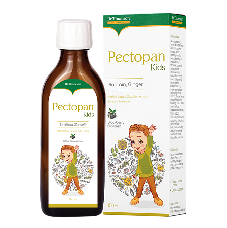Dr. Thomson Pectopan Kids / Доктор Томсон Пектопан для детей со вкусом ежевики жидкость во флаконах по 150 мл 1 шт (с мерной ложкой 5 мл)