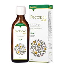 Изображение товара Dr. Thomson Pectopan Adult / Доктор Томсон Пектопан для взрослых со вкусом эвкалипта и ежевики жидкость во флаконах по 150 мл (с мерной ложкой) 1 шт