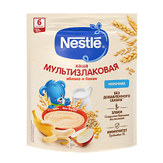 Купить Nestle Каша молочная мультизлаковая с яблоком и бананом с пробиотиком BL с 6 мес пакет 200 г 1 шт цена