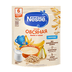 Купить Nestle Каша молочная овсяная с грушей и бананом с пробиотиком BL с 6 мес пакет 200 г 1 шт цена
