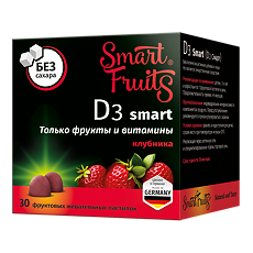 Купить Смарт Фрутс Д3 смарт/Smart Fruits D3 smart фруктовые жевательные пастилки массой 2,5 г 30 шт цена