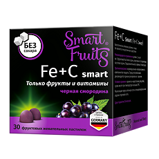 Купить Смарт Фрутс Железо+Витамин С смарт/Smart Fruits Fe+C smart фруктовые жевательные пастилки массой 2,5 г 30 шт цена