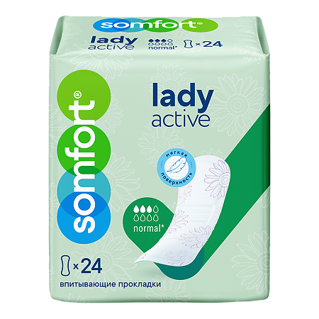 Somfort Lady Active Прокладки впитывающие Normal 24 шт